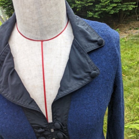 Sparrow Anthropologie Sweater Jacket Boho Style Blue with Black Trim Small - Picture 2 of 11